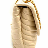 Tory Burch Kira Beige Flap Quilted Leather Shoulder Bag