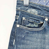 Paige Laurel Canyon Women's Dark Blue Size 25/0 Bootcut Distressed Jeans