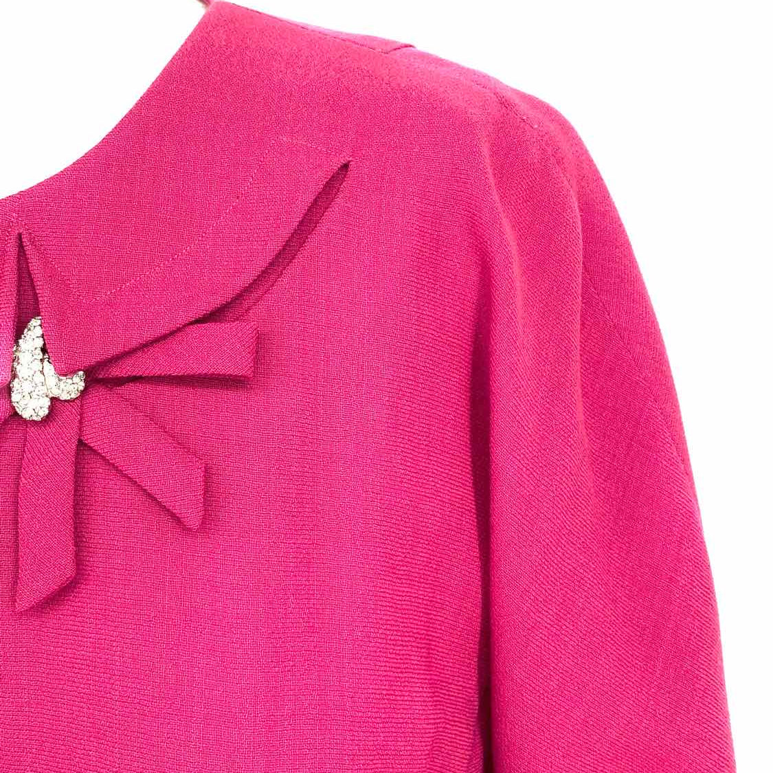 Hattie Carnegie Women's Magenta Long Sleeve Bow Size 10 Dress
