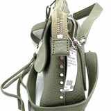 REBECCA MINKOFF Darren Sage Green Turnlock Studded Pebbled Leather Crossbody