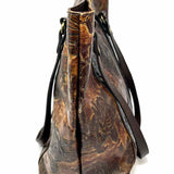 Patricia Nash Brown Floral Tooled Distressed Leather Tote