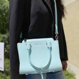 Charles & Keith Light Blue Top Handle Mini Leather Satchel