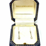 Estate Platinum Silver Bar Drop Dangle Stud 0.5" Diamond Earrings