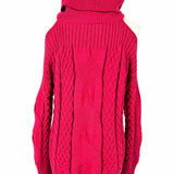 by Anthropologie Women's Magenta Size S cold shoulder Cable knit Sweater