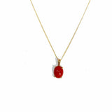 A & Z Martin's Jewelry 14K Pendant 18" Cabochon Red Coral Necklace
