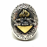 KING BABY size 10 925 Sterling Silver Two-tone Chunky Heart Ring
