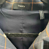 Theory Alba Women's Navy Size S Double Breasted Window Pane Coat