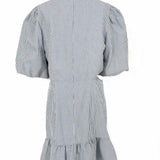 VERONICA BEARD Iker Women's Blue White Size 10 Cut Out Stripe Made in USA Dress