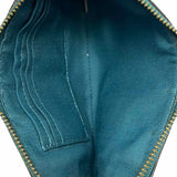 Coach Corner Zip Teal Metallic Pebbled Leather Wristlet
