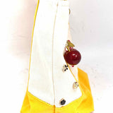 Trader Joes Customized Canvas Cream Yellow Color Block Tote