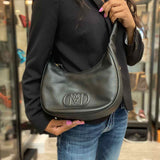 MCM Travia Medium Mode Hobo Leather Black Crescent Shoulder Bag