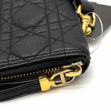 Christian Dior 2023 Caro Daily Pouch M Black CANNAGE Pebbled Leather Wristlet
