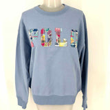 Polo Ralph Lauren Women's Light Blue Size M Crew Neck Patchwork Logo Sweatshirt