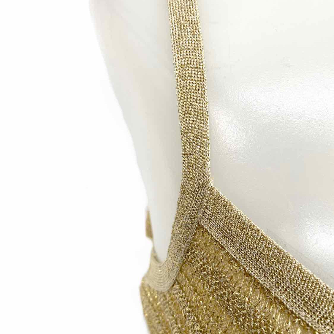 HERVE LEGER Women's Gold Size S Sleeveless Ribbed Tinsel Dress