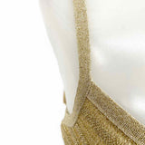 HERVE LEGER Women's Gold Size S Sleeveless Ribbed Tinsel Dress