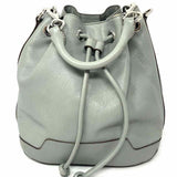 REBECCA MINKOFF Fiona Gray Crossbody Drawstring Leather Bucket Bag
