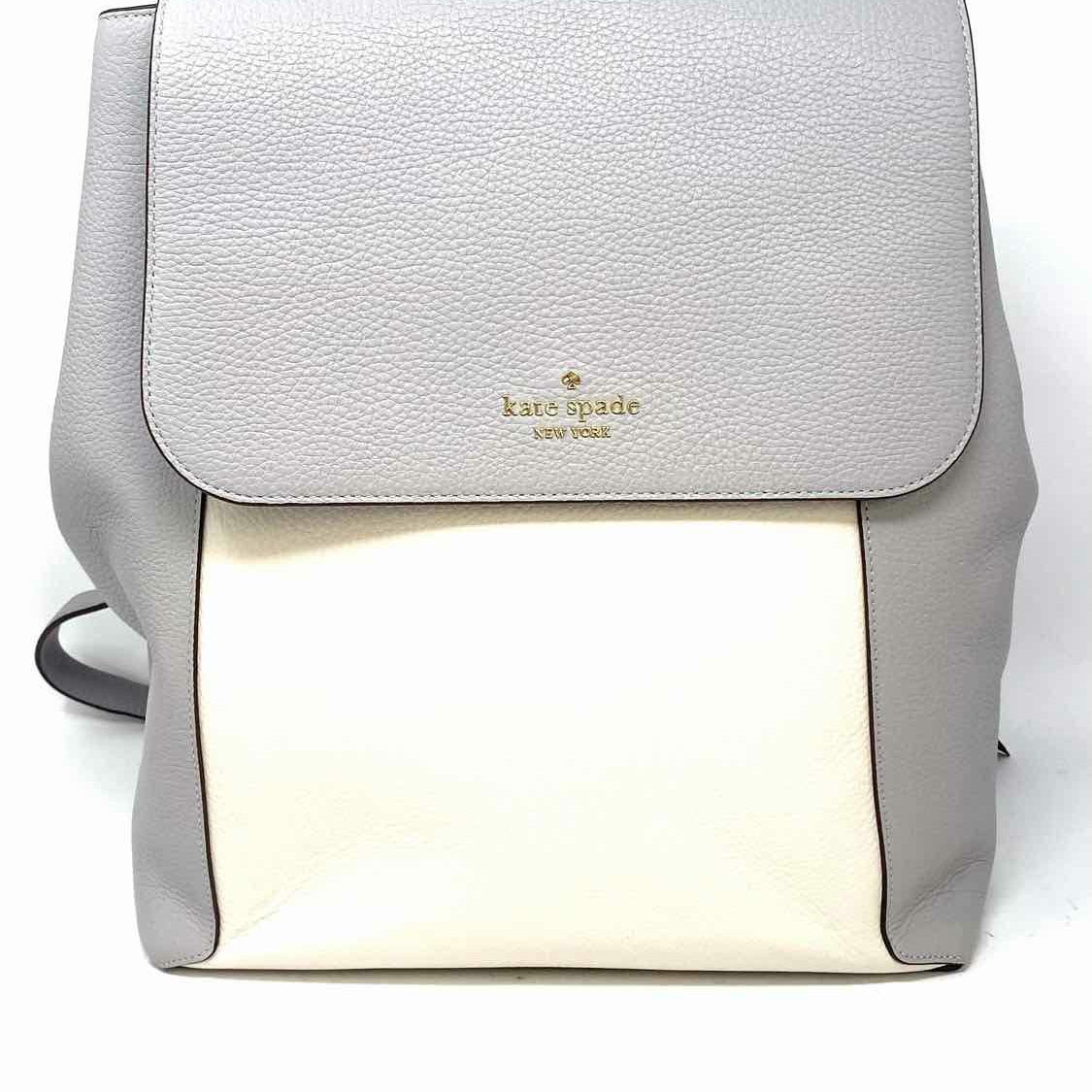 Kate Spade Gray Flap Color Block Pebbled Leather BackPack