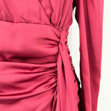 Lavish Alice Holley Women's Red Size 6 Puff Sleeve Satin Ruched Dress