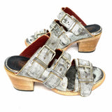 Freebird Quincy Women's Gray Size 7 Block Heel Leather Buckle Sandals