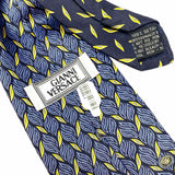 GIANNI VERSACE Silk Blue Yellow Abstract Medusa Necktie