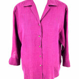 Lauren by RL Women's Magenta Size PL Button Down Linen Long Sleeve