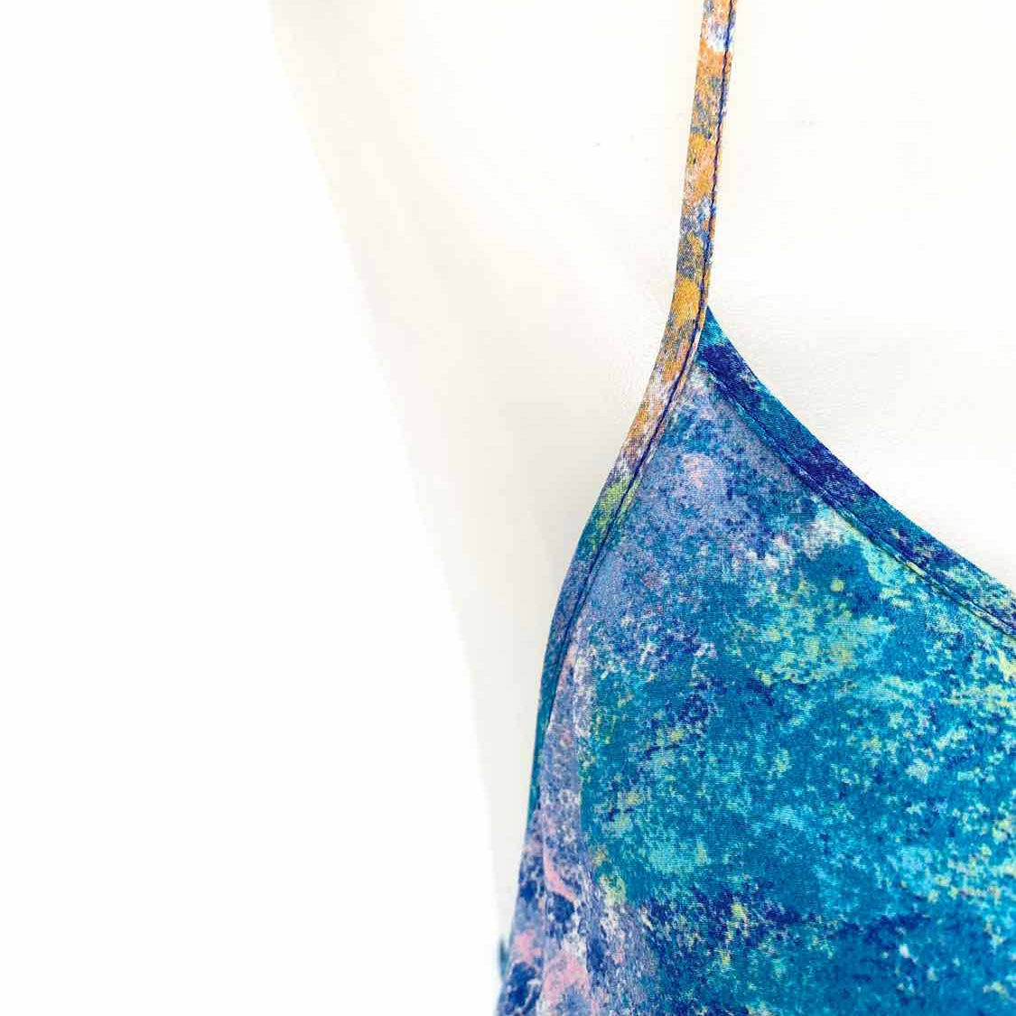 Tori Richard Women's Blue Size 2 sheath Silk Splatter Dress