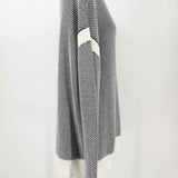 Vince Women's Navy White Size XL Boatneck Cotton Honeycomb Sweater