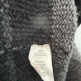 Vince Sophie Women's Black Gray Size L Hooded Wool Stripe Cardigan