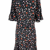 The Kooples Women's Black Size M Short Sleeve Silk Floral Dress
