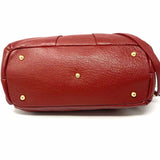VERA PELLE Red Top Handle pleated Pebbled Leather Satchel