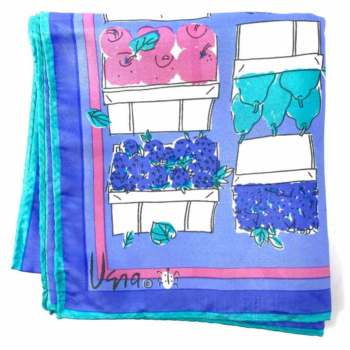 Uana Blue Square 25" Fruit Scarf
