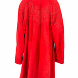 Ipek Deri Vintage Women's Red Size L Open Front Suede Embroidered Jacket