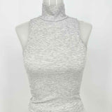 Vuori Women's Gray Size S Turtleneck Ribbed Sleeveless