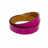 Hermes 2017 Mini Kelly Alligator Leather Purple Wrap Turnlock Bracelet