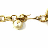Statement Gold Tone White Chain 17.5" Faux Pearl Necklace