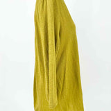 Eileen Fisher Women's Chartreuse Size L V-Neck Linen Long Sleeve