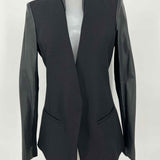 HELMUT LANG Women's Black Size 4 Crux Wool Mixed Media Blazer