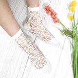 7DAYSSOCKS Women's White Cotton/Spandex Sheer Lace Socks