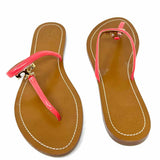 Tory Burch Women's Pink Brown Size 11 Thong Logo Sandals