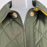 Burberry Women's Forest Green Size XL Collared Quilted Jacket