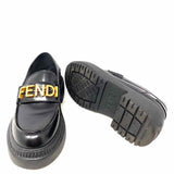 Fendi Fendigraphy Women's Black Size 36.5/6 Chunky Leather Logo Loafers