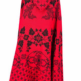 Women's Reversible Red Size One Size Hooded jacquard Floral Cape