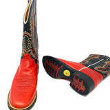 Justin Women's Black Red Size 5 Cowboy Color Block Boots