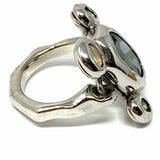 Alexis Bittar 7.5 Silver Tone Multi-Color Abstract Ring