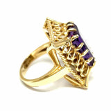 Estate size 6 14K Yellow Gold Emerald Cut Color Change Synthetic Sapphire Ring