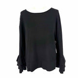 autumn cashmere Women's Black Size L Ruffled Cashmere Sweater