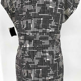 Shipley Halmos Women's Black / White Size 4 Faux Wrap Silk Geometric Dress