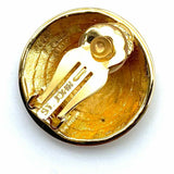 ST. JOHN Black Gold Tone Medallion Crest Earrings