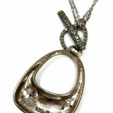 Judith Jack 925 Sterling Silver Pendant 18" Toggle Marcasite Necklace