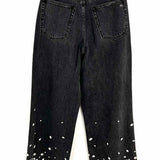rag & bone Women's Charcoal Size 25/0 Wide Leg Embelished Jeans